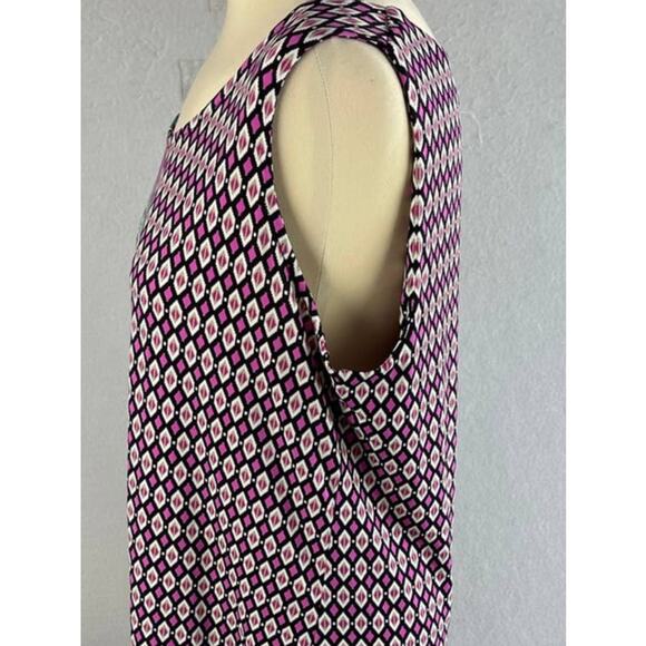 Style & Co Womens Large Sleeveless Dress Pink Blue Geometric Print Polyester - Picture 7 of 10